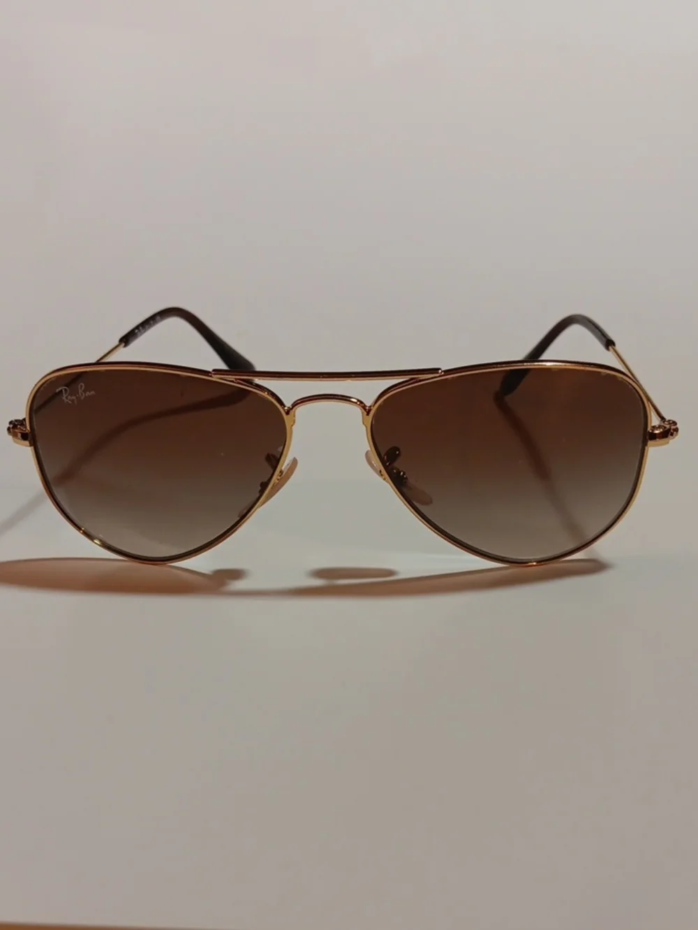 Ray-Ban Gold Frame Aviator Sunglasses with Brown Lenses